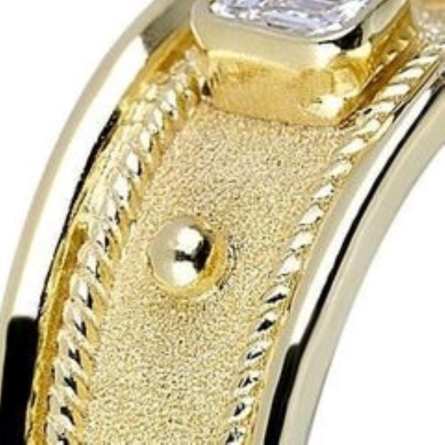 Georgios Collections Bague solitaire en or jaune 18 carats avec diamant taille émeraude Unisexe en vente
