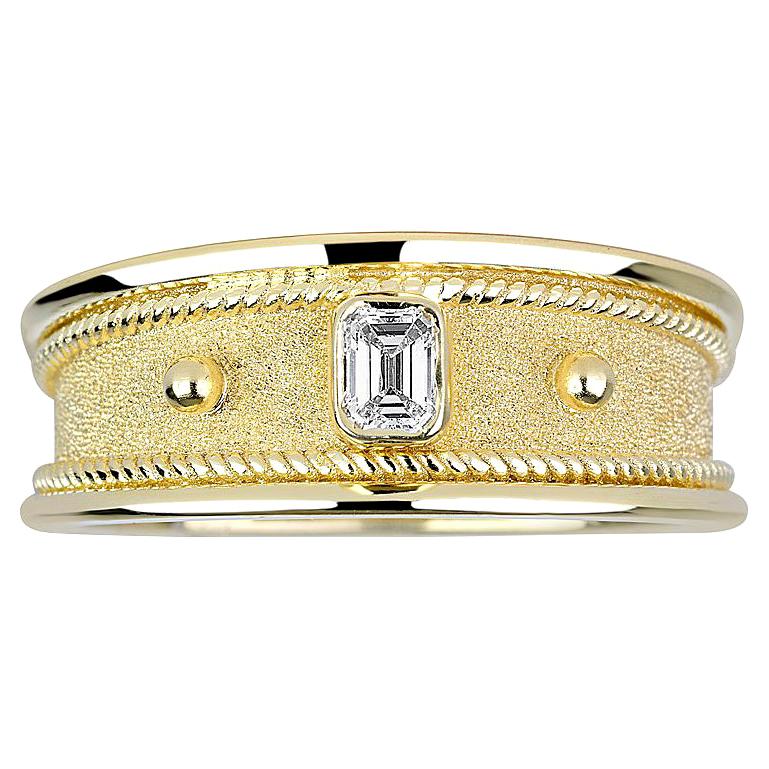 Georgios Collections 18 Karat Yellow Gold Solitaire Emerald Cut Diamond Ring