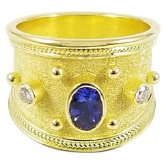 Georgios Collections 18 Karat Yellow Gold Tanzanite and Diamond Band Ring