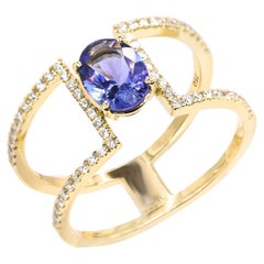 Georgios Kollektionen 18 Karat Gelbgold Tansanit und Diamant Doppelbandring