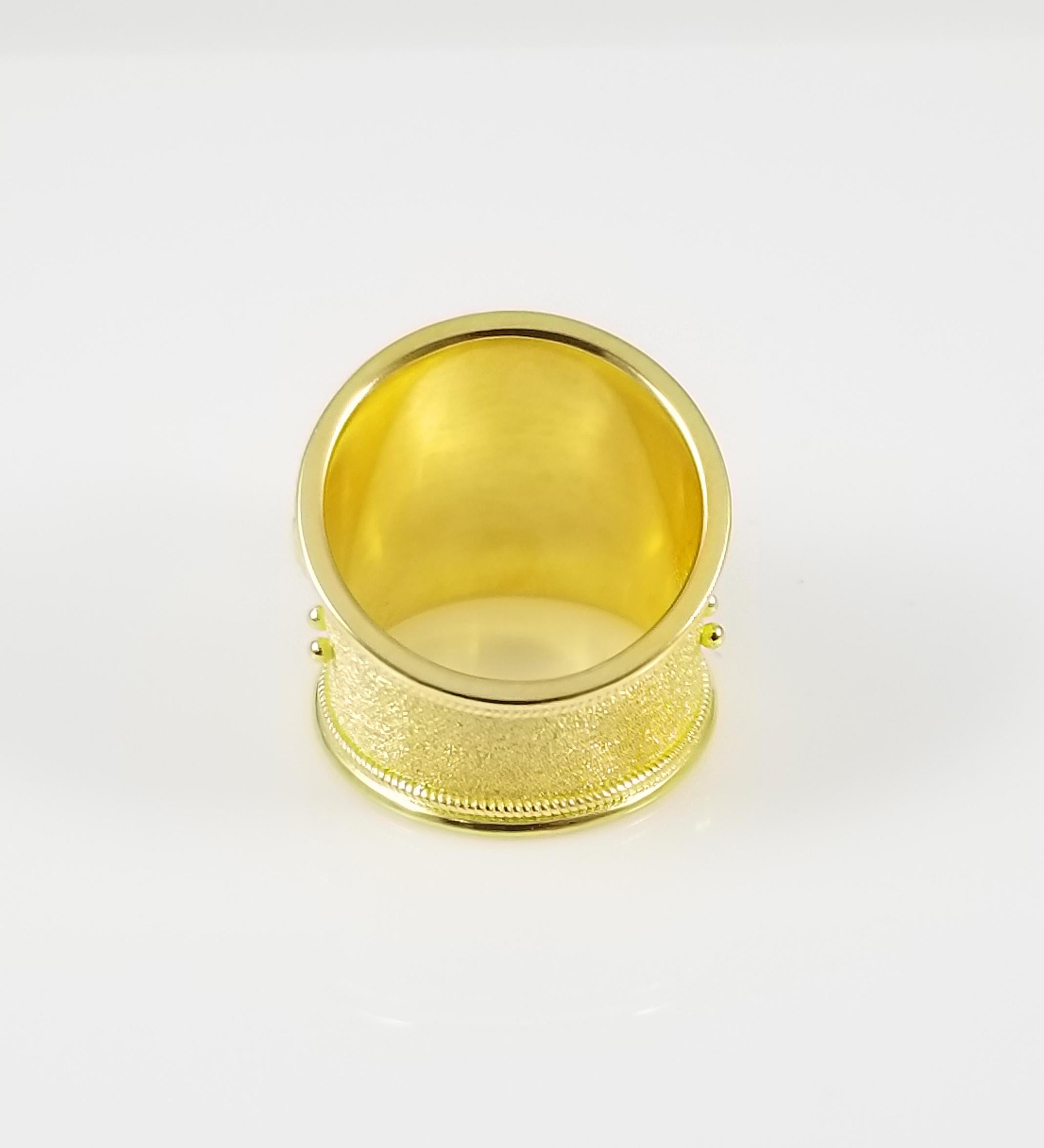 Pear Cut Georgios Collections 18 Karat Yellow Gold Tanzanite and Diamond Thick Band Ring