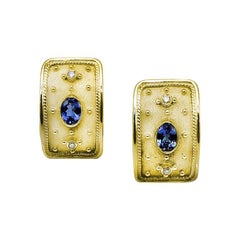 Georgios Collections 18 Karat Yellow Gold Tanzanite Diamond Earrings