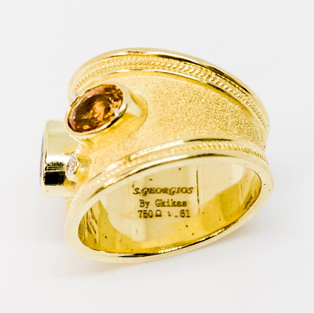 Georgios Kollektionen Ring aus 18 Karat Gelbgold mit Tansanit, Saphir und Diamant im Zustand „Neu“ im Angebot in Astoria, NY