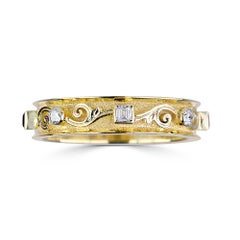 Georgios Collections 18 Karat Yellow Gold Thin Diamond Unisex Band Ring