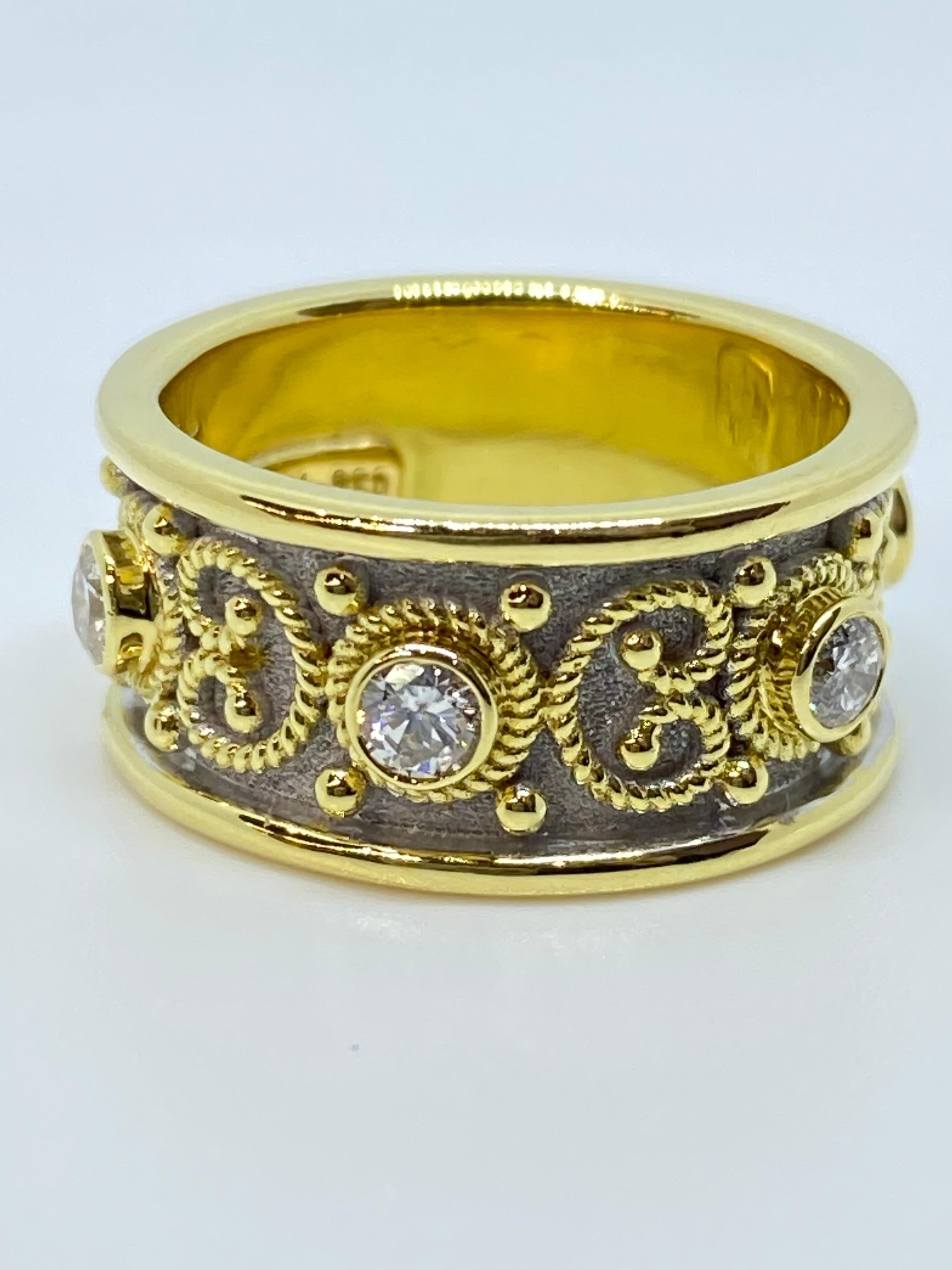 Georgios Kollektionen 18 Karat Gelbgold Zweifarbiger Ewigkeits-Diamantbandring (Byzantinisch) im Angebot