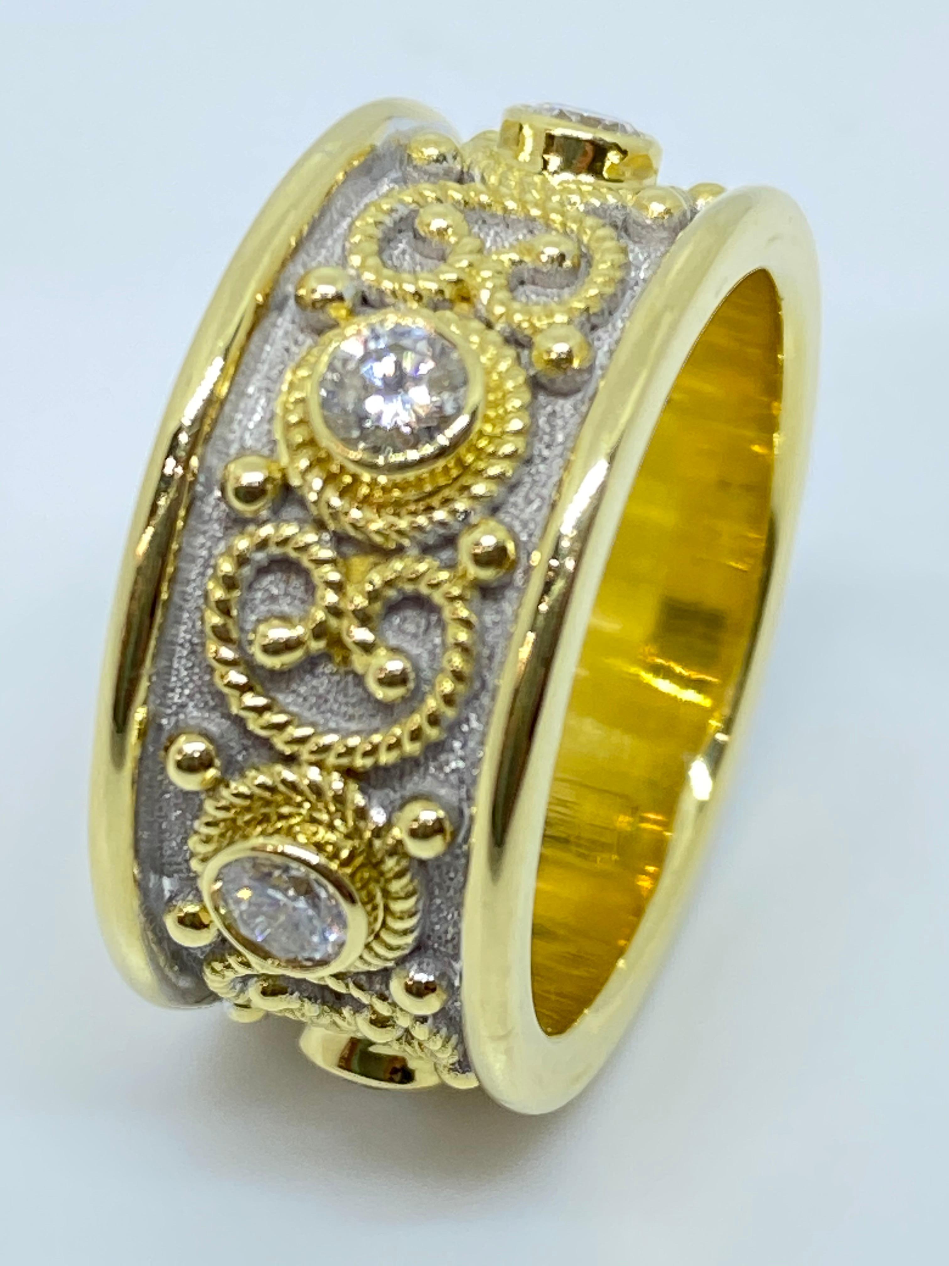 Georgios Kollektionen 18 Karat Gelbgold Zweifarbiger Ewigkeits-Diamantbandring im Angebot 3