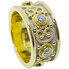 Georgios Collections 18 Karat Yellow Gold Two-Tone Eternity Diamond Band Ring