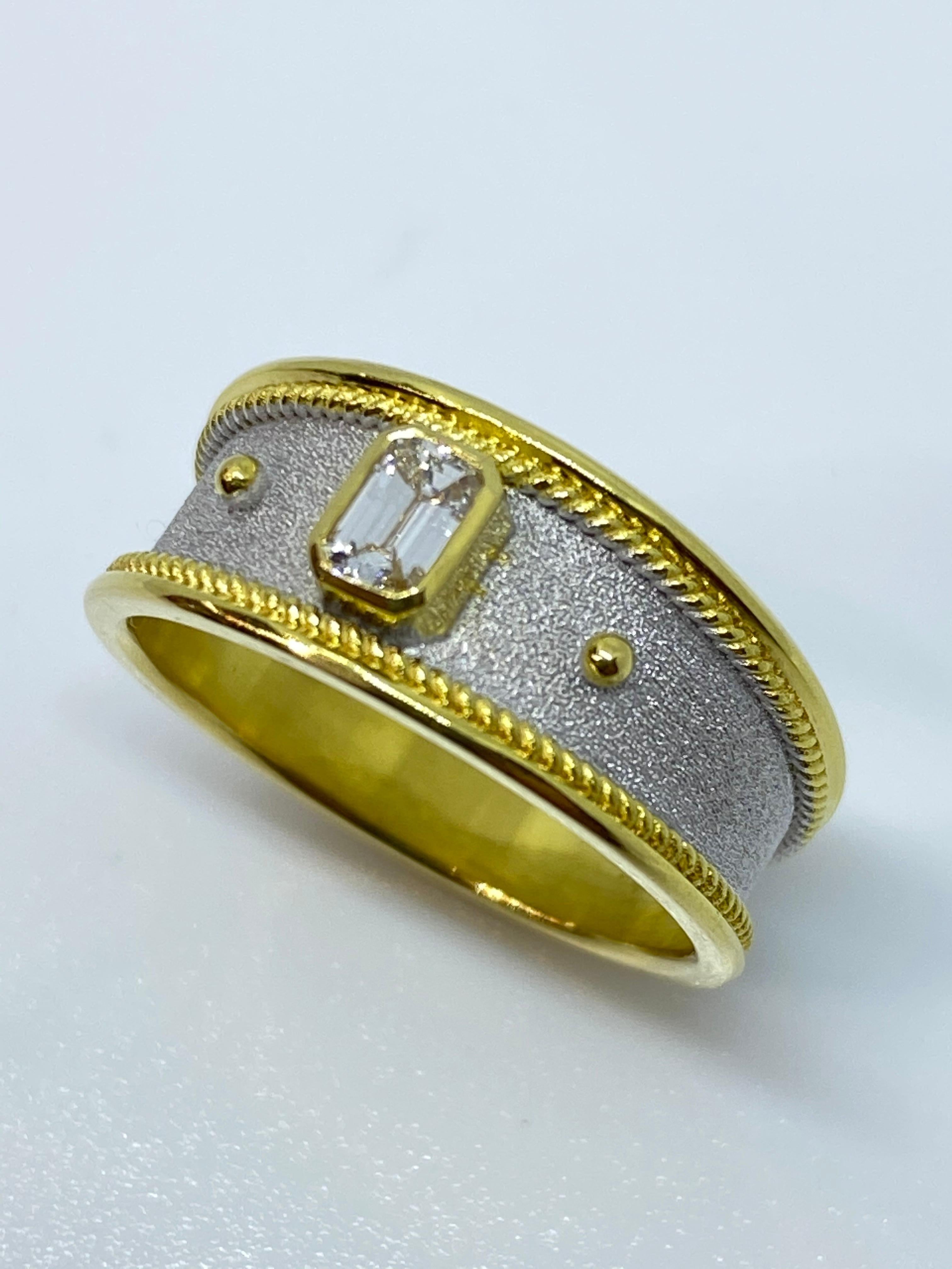 Georgios Collections 18 Karat Yellow Gold Unisex Diamond Two-Tone Band Ring In New Condition For Sale In Astoria, NY