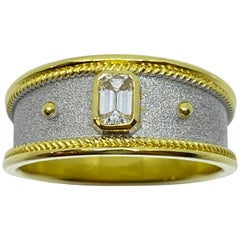 Georgios Collections, bague unisexe en or jaune 18 carats et diamants bicolores