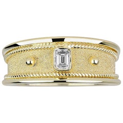 Georgios Collections 18 Karat Yellow Gold Unisex Emerald Cut Diamond Band Ring