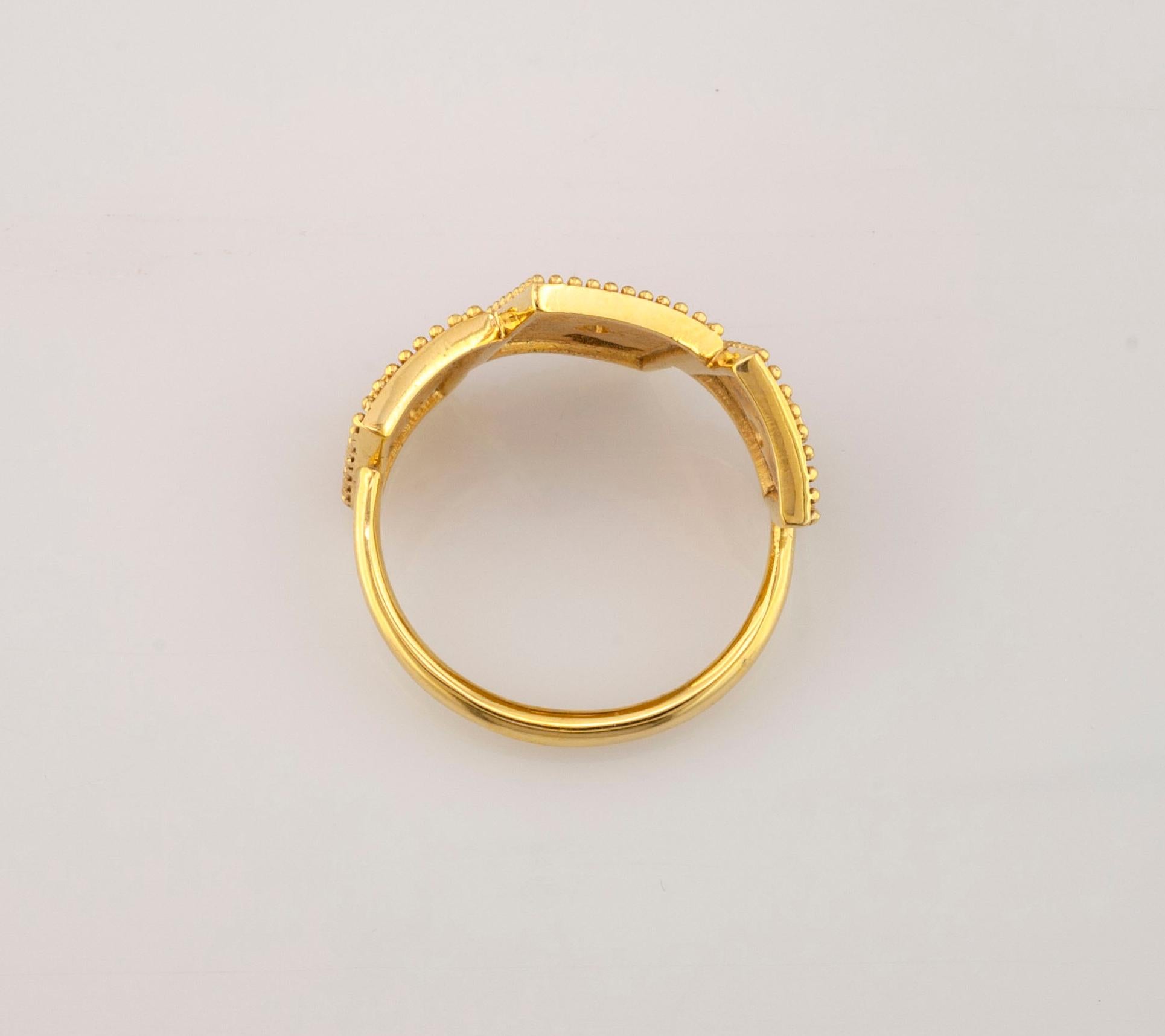 Georgios Collections 18 Karat Yellow Gold White Diamond Three-Stone Band Ring 3