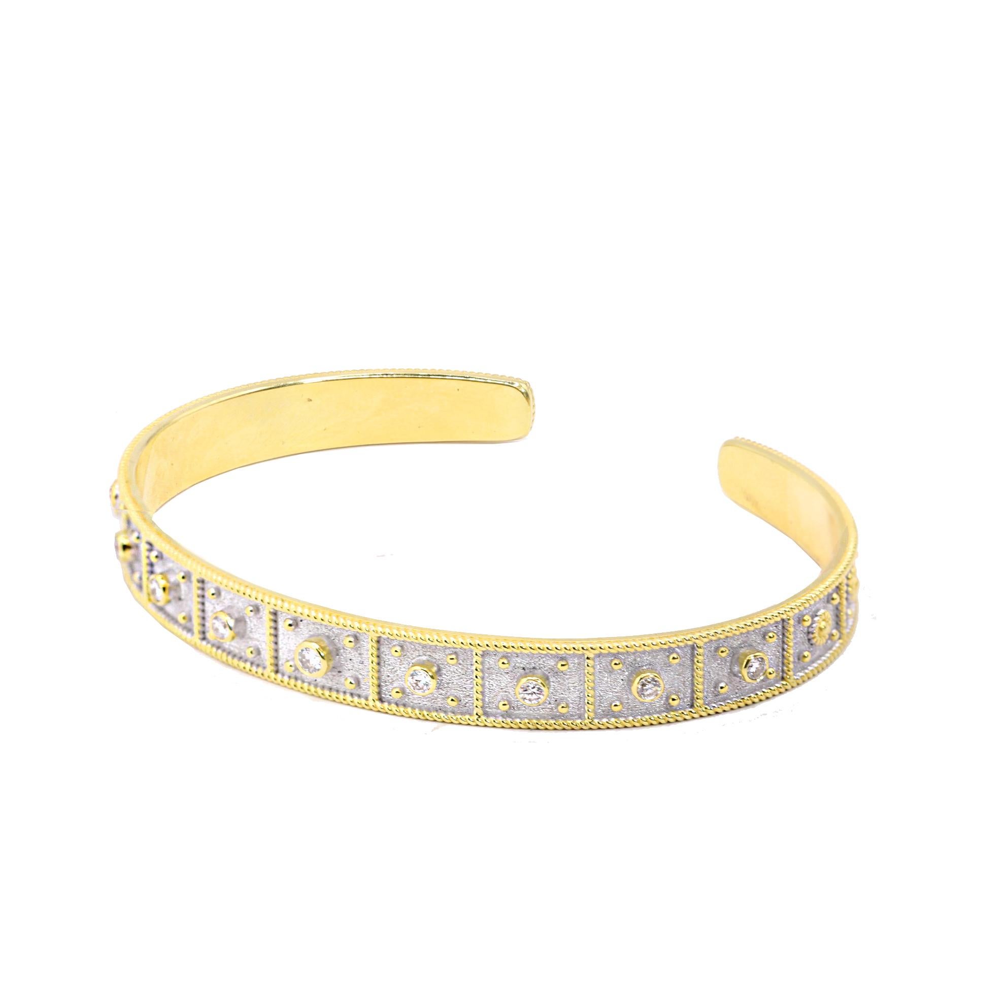 Georgios Collections Bracelet jonc en or jaune 18 carats et diamants rhodiés blancs Pour femmes en vente