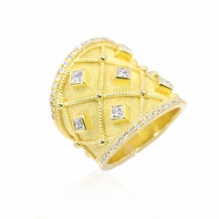 Georgios Collections 18 Karat Yellow Gold Wide Princess Cut Diamond