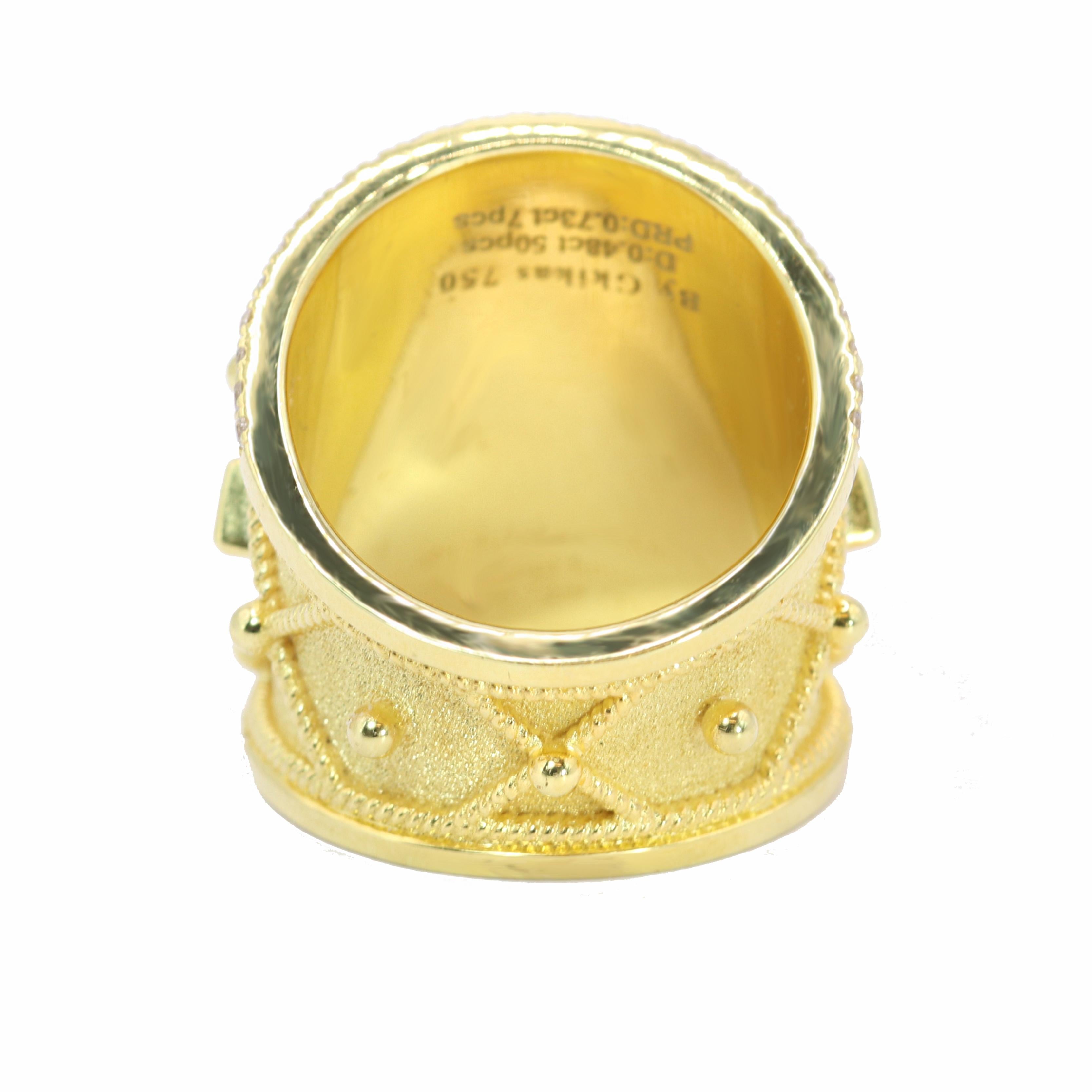 Georgios Collections 18 Karat Yellow Gold Wide Princess Cut Diamond In New Condition For Sale In Astoria, NY
