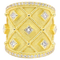 Georgios Collections 18 Karat Yellow Gold Wide Princess Cut Diamond