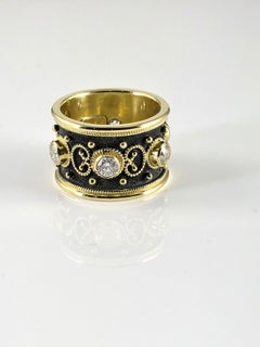 Georgios Collections, bague d'éternité Rind en or jaune 18 carats et diamants rhodiés