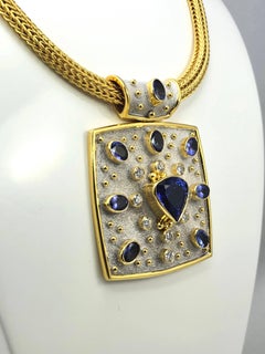 Georgios Collections Halskette aus 18 Karat Gelb- und Weißgold mit Tansanit und Diamant