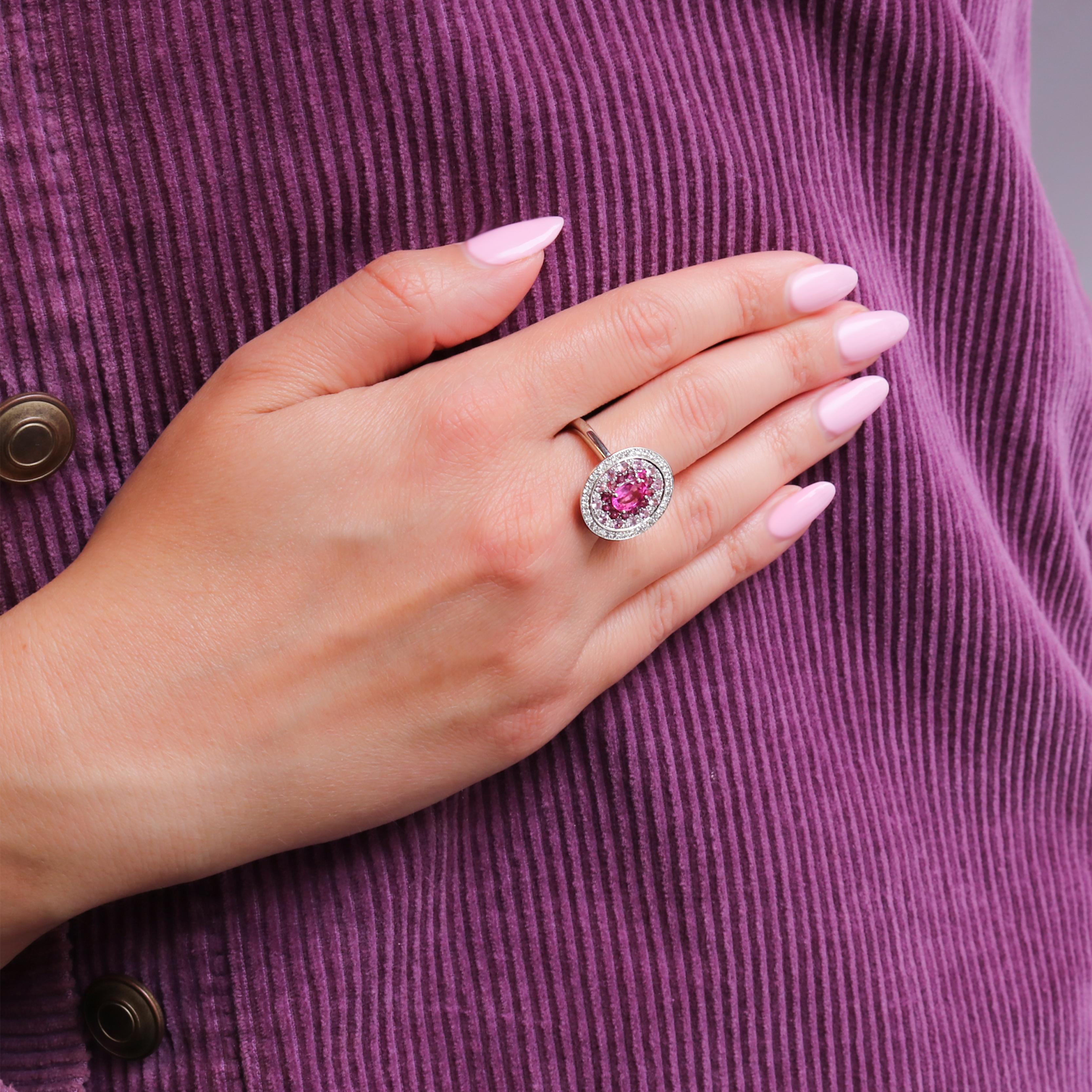Georgios Collections 18K White Gold Pink Sapphire and Diamonds Ring For Sale 5