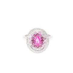 Georgios Collections 18K White Gold Pink Sapphire and Diamonds Ring