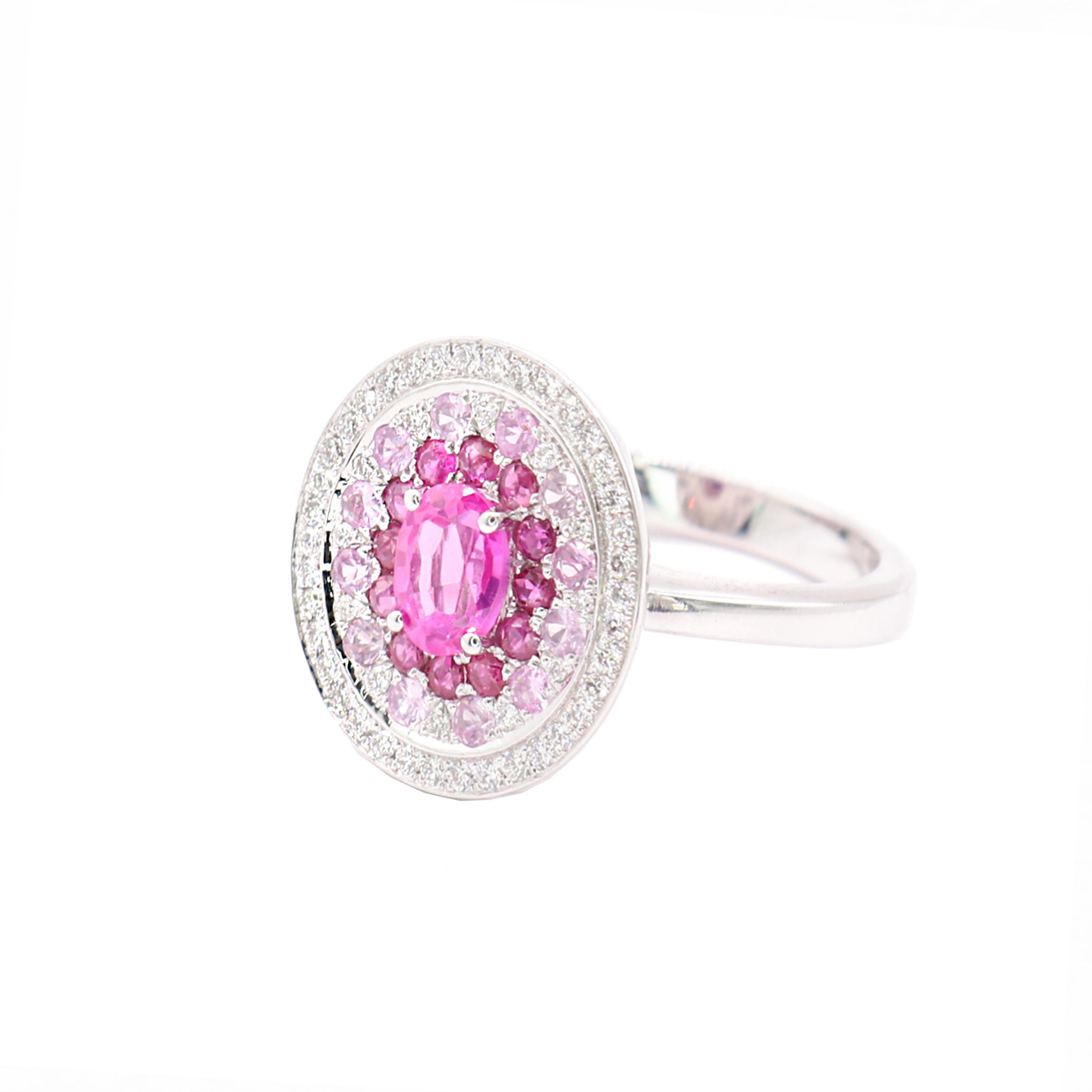 Georgios Collections 18K White Gold Pink Sapphire and Diamonds Ring In New Condition For Sale In Astoria, NY
