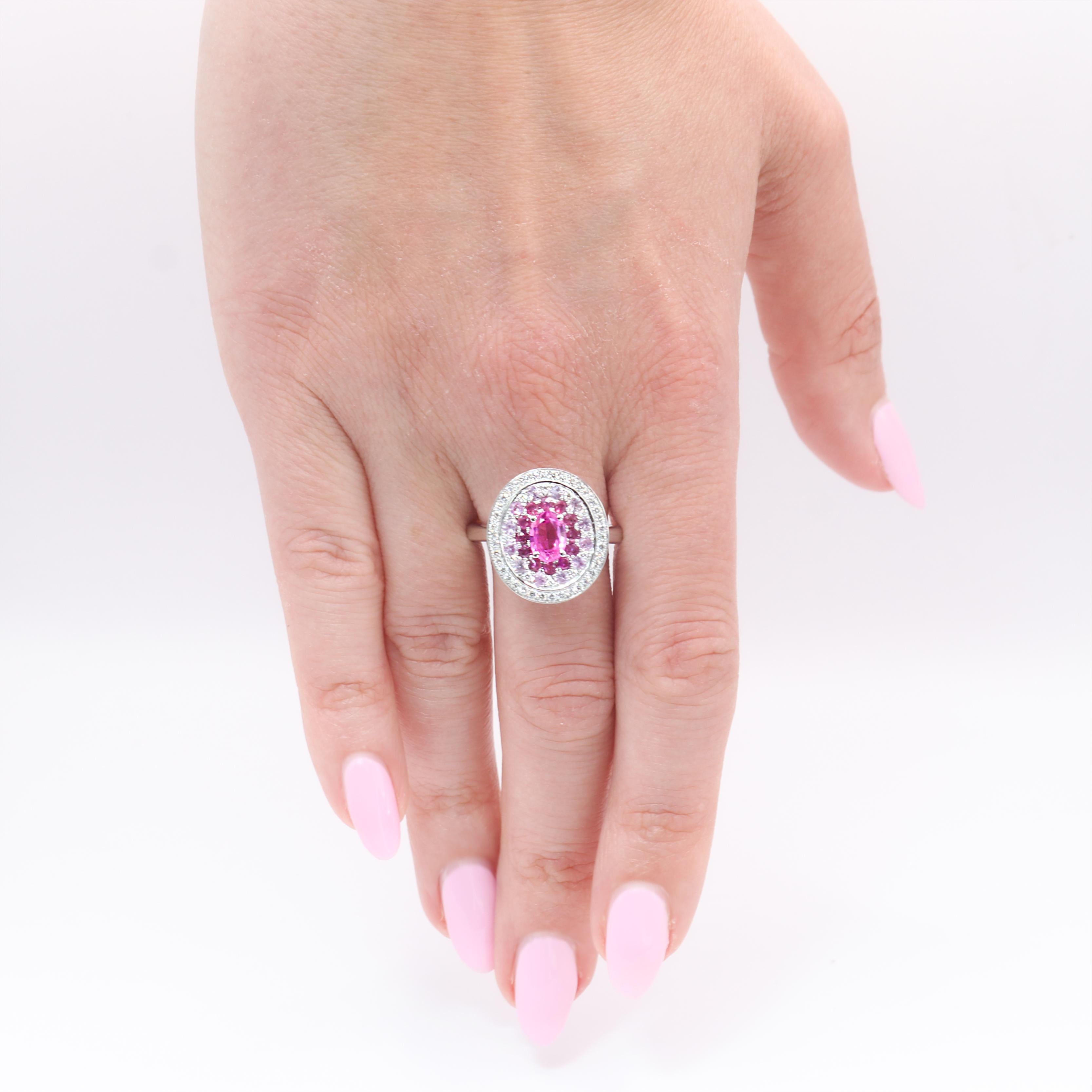 Georgios Collections 18K White Gold Pink Sapphire and Diamonds Ring For Sale 3