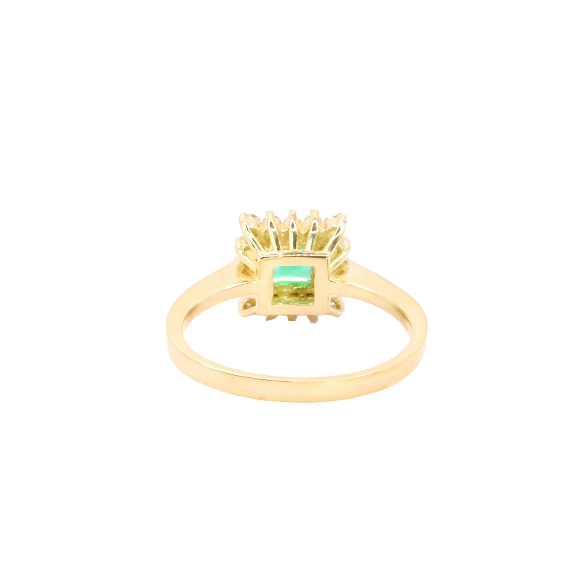 Contemporary Georgios Collections 18K Yellow Gold Princess -Cut Emerald Ring with Diamonds For Sale