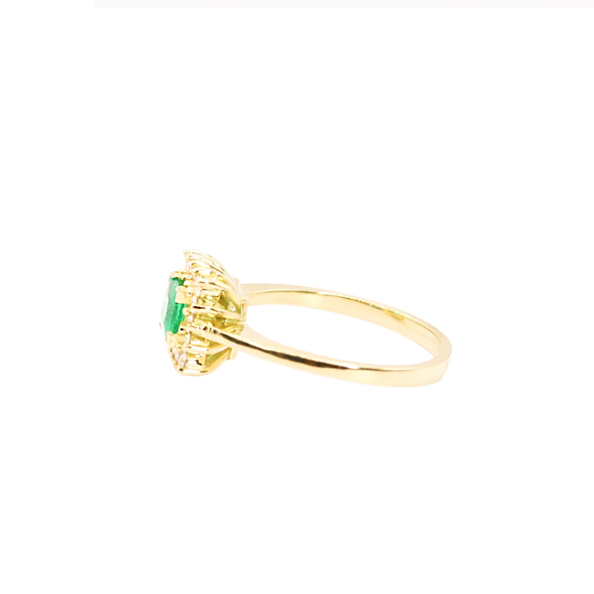 Princess Cut Georgios Collections 18K Yellow Gold Princess -Cut Emerald Ring with Diamonds For Sale
