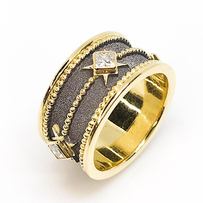 Georgios Kollektionen 18 Karat Gold und Rhodium Diamant Ewigkeits-Ehering (Zeitgenössisch) im Angebot