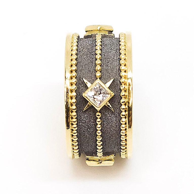 Georgios Kollektionen 18 Karat Gold und Rhodium Diamant Ewigkeits-Ehering (Carréschliff) im Angebot