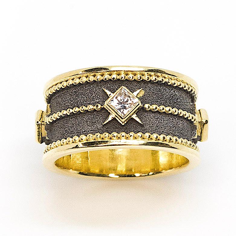 Georgios Collections 18karat Gold and Rhodium Diamond Eternity Wedding Band Ring In New Condition For Sale In Astoria, NY