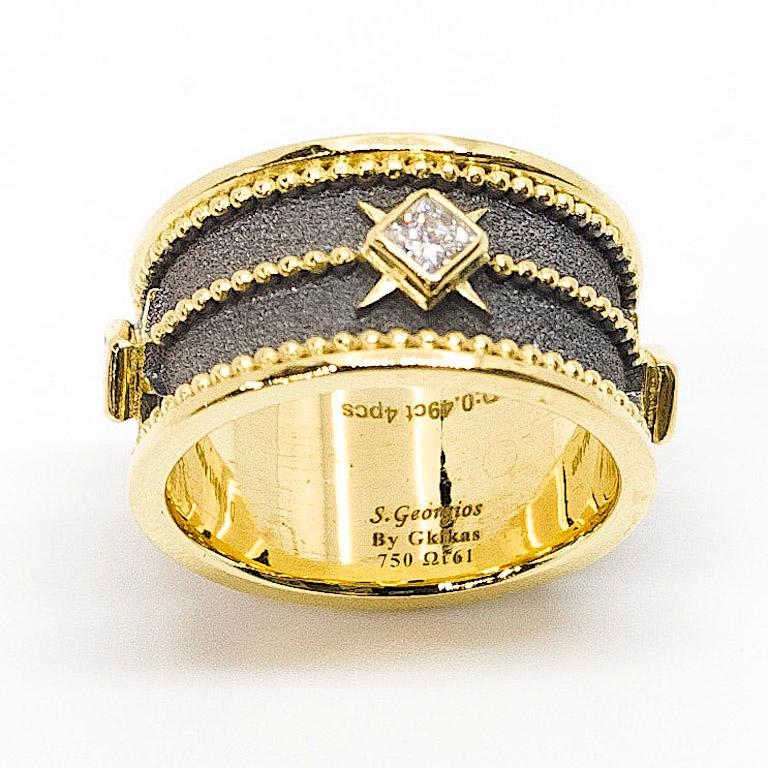 Georgios Kollektionen 18 Karat Gold und Rhodium Diamant Ewigkeits-Ehering für Damen oder Herren im Angebot