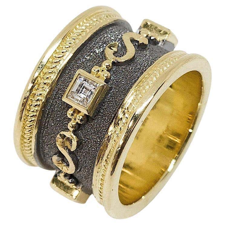 Black Diamond and Rhodium Black Gold 18 Karat Men Ring at 1stDibs