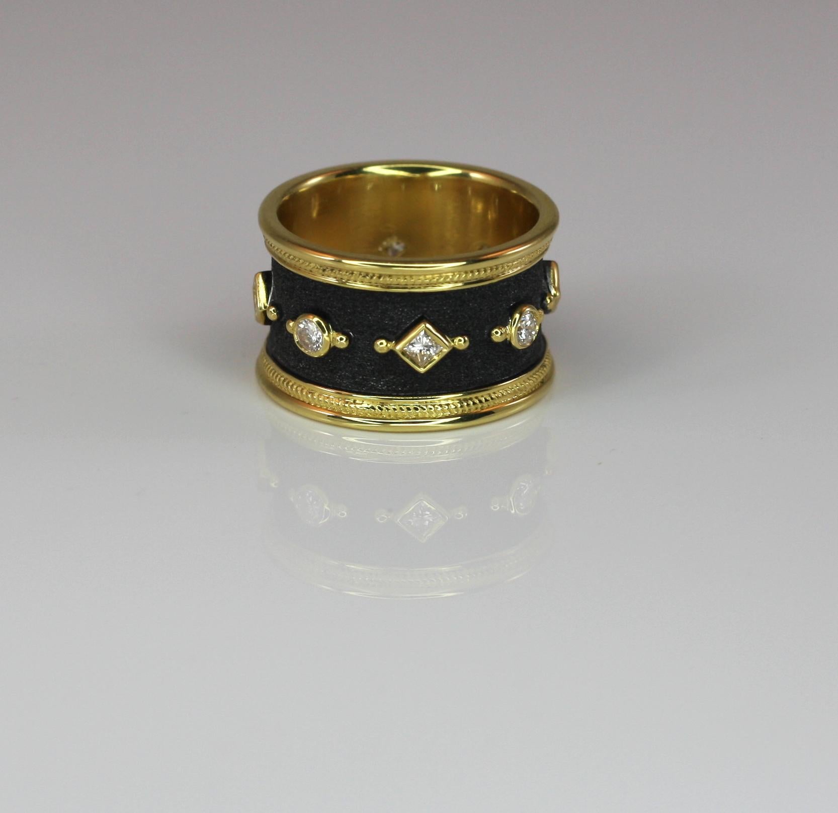 Georgios Collections Eternity Band Ring in 18 Karat Gold and Black Rhodium In New Condition In Astoria, NY