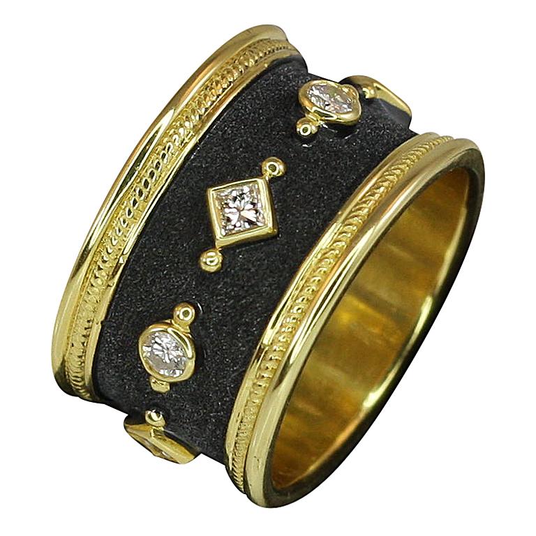 Georgios Collections Eternity Zweifarbiger Diamantring aus 18 Karat Gelbgold mit Diamanten im Angebot