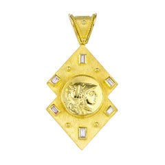Georgios Collections 18 Karat Gold Diamond and Coin Reversible Pendant