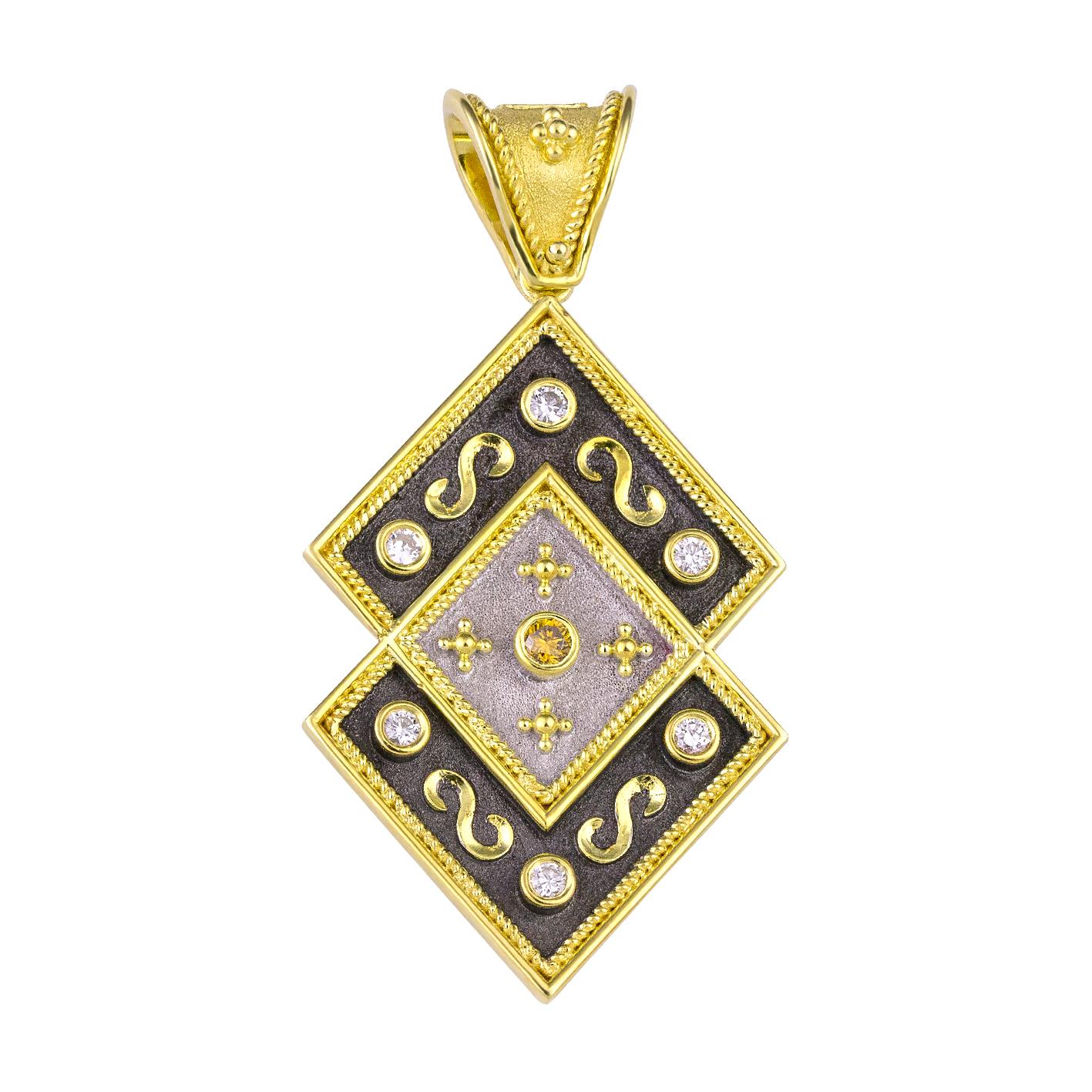 Georgios Collections Pendentif réversible en or 18 carats avec diamants et pièce de monnaie Pour femmes en vente