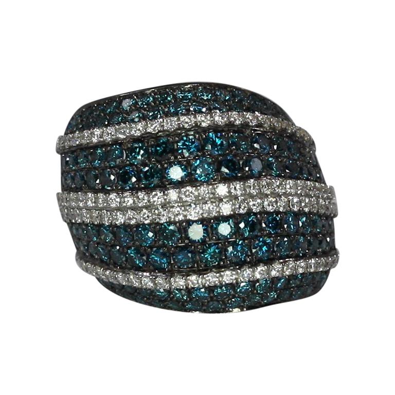 Georgios Collections White Gold 18 Karat Blue and White Diamond Wide Band  Ring For Sale at 1stDibs | bb simon globe