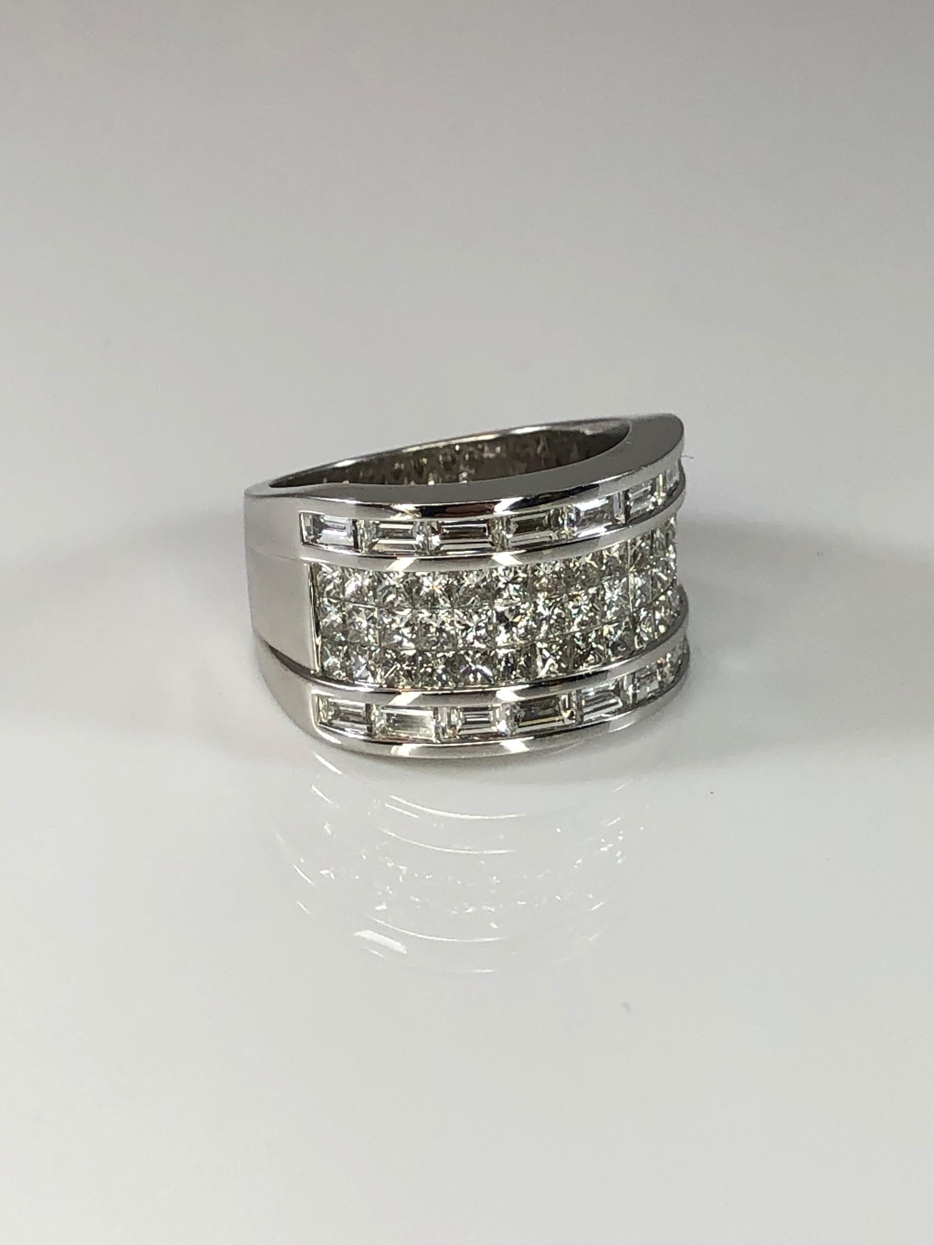 Georgios Collections Princess and Baguette Cut Diamond White Gold 18 Karat Ring In New Condition For Sale In Astoria, NY
