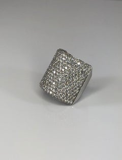 Georgios Collections 18 Karat White Gold Pave Diamond Wide Band Ring
