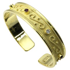 Georgios Collections Byzantinisches Armband aus Gelbgold mit 18 Karat Diamanten und Rubinen