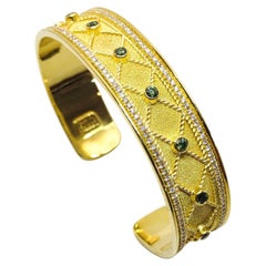 Georgios Collections Yellow Gold 18 Karat Green and White Diamond Bracelet