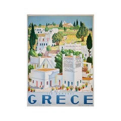 Original travel poster made by George Moschos for the island of Andros in Greece