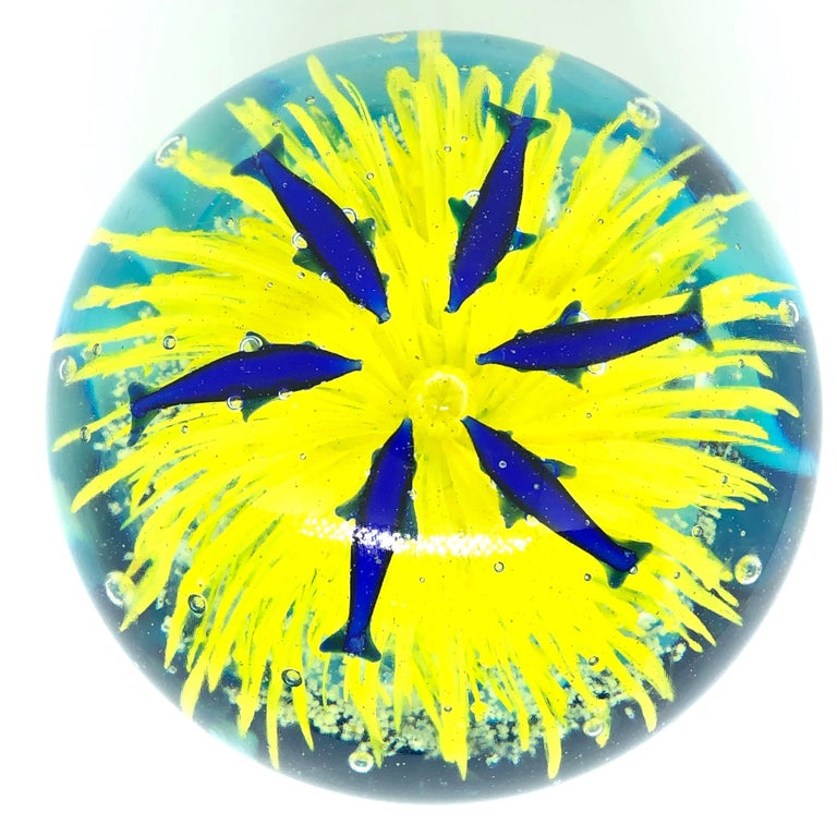 Big Dolphin and Fish Sea Murano Italian Art Glass Aquarium