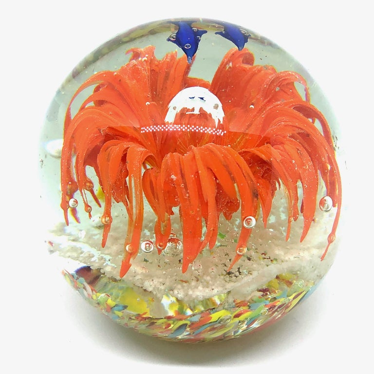 Hand-Crafted Gorgeous Fish Sea Reef Murano Italian Art Glass Aquarium Paperweight For Sale
