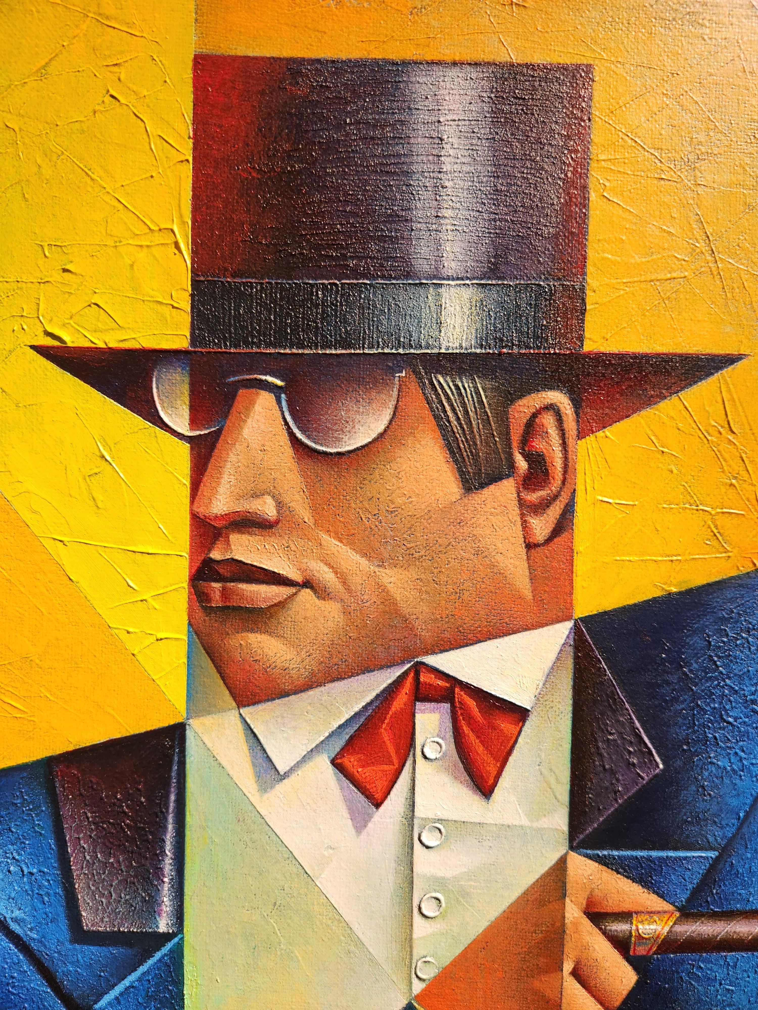 Brunch d'affari #241 - Figurative Painting Marrone di Georgy Kurasov