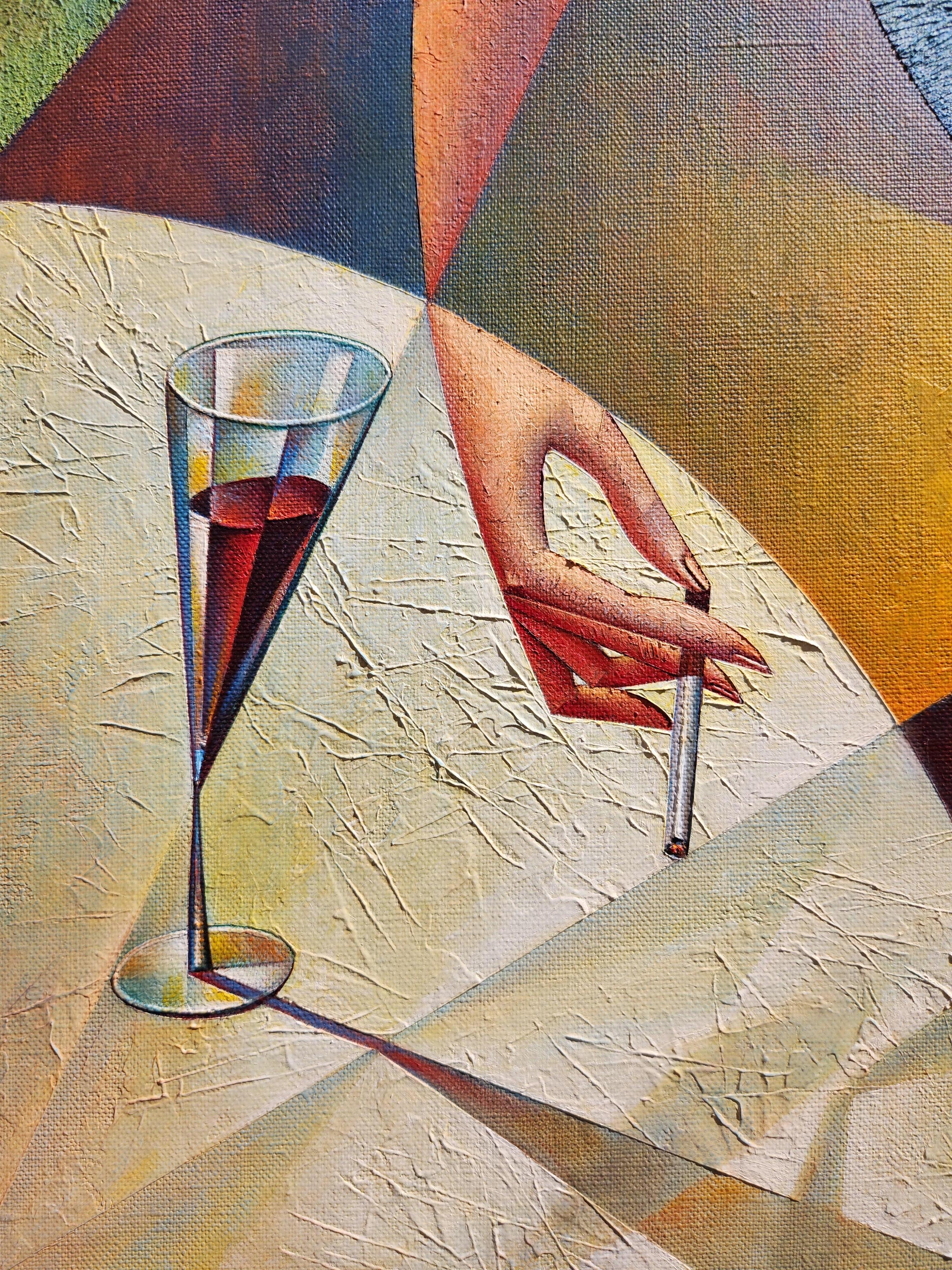 Chiaro di luna - Figurative Painting Grigio di Georgy Kurasov