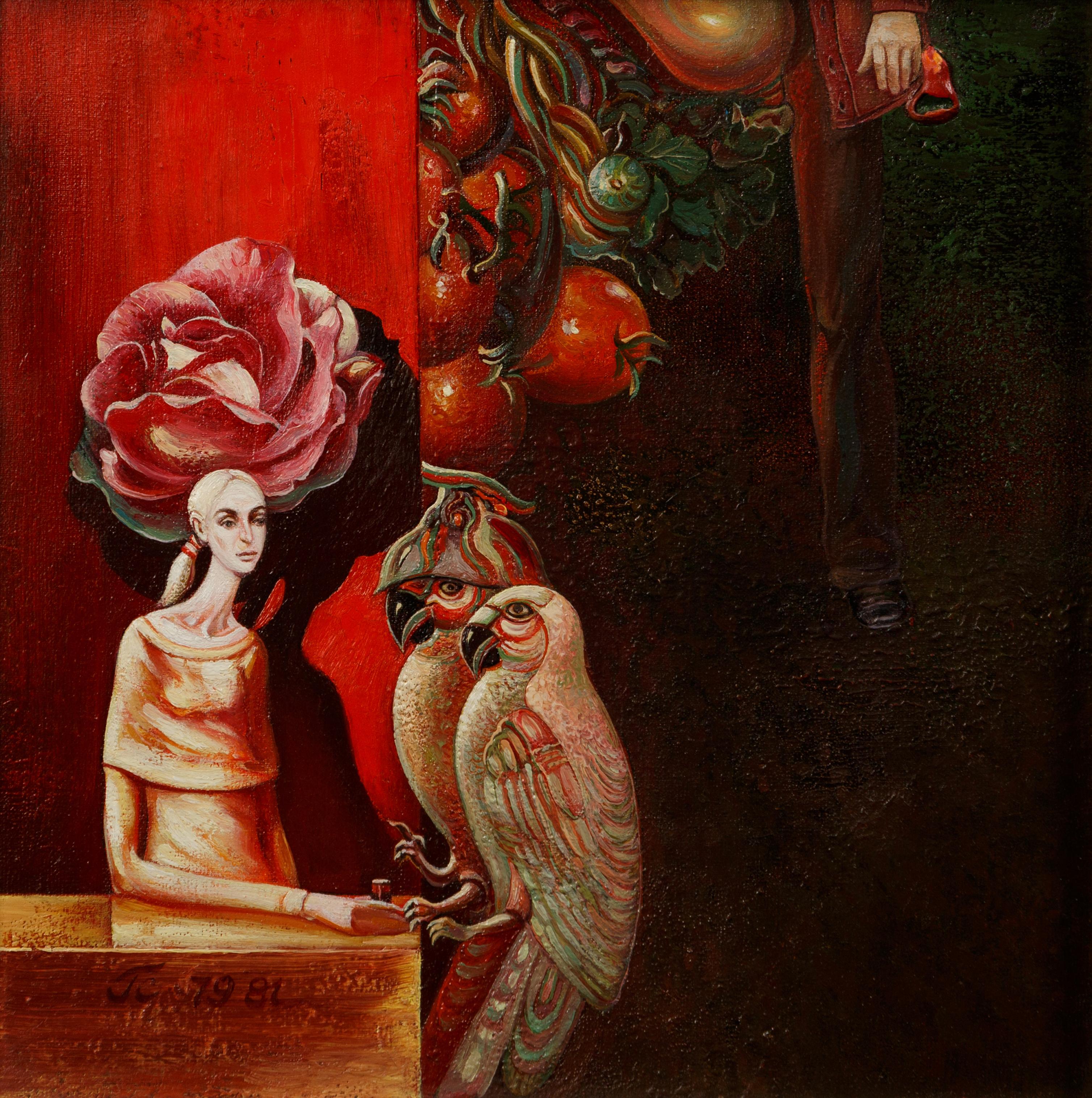 Don't worry, he'll come...By Georgy Skripnichenko. 1981. Oil on canvas. 30/30 cm