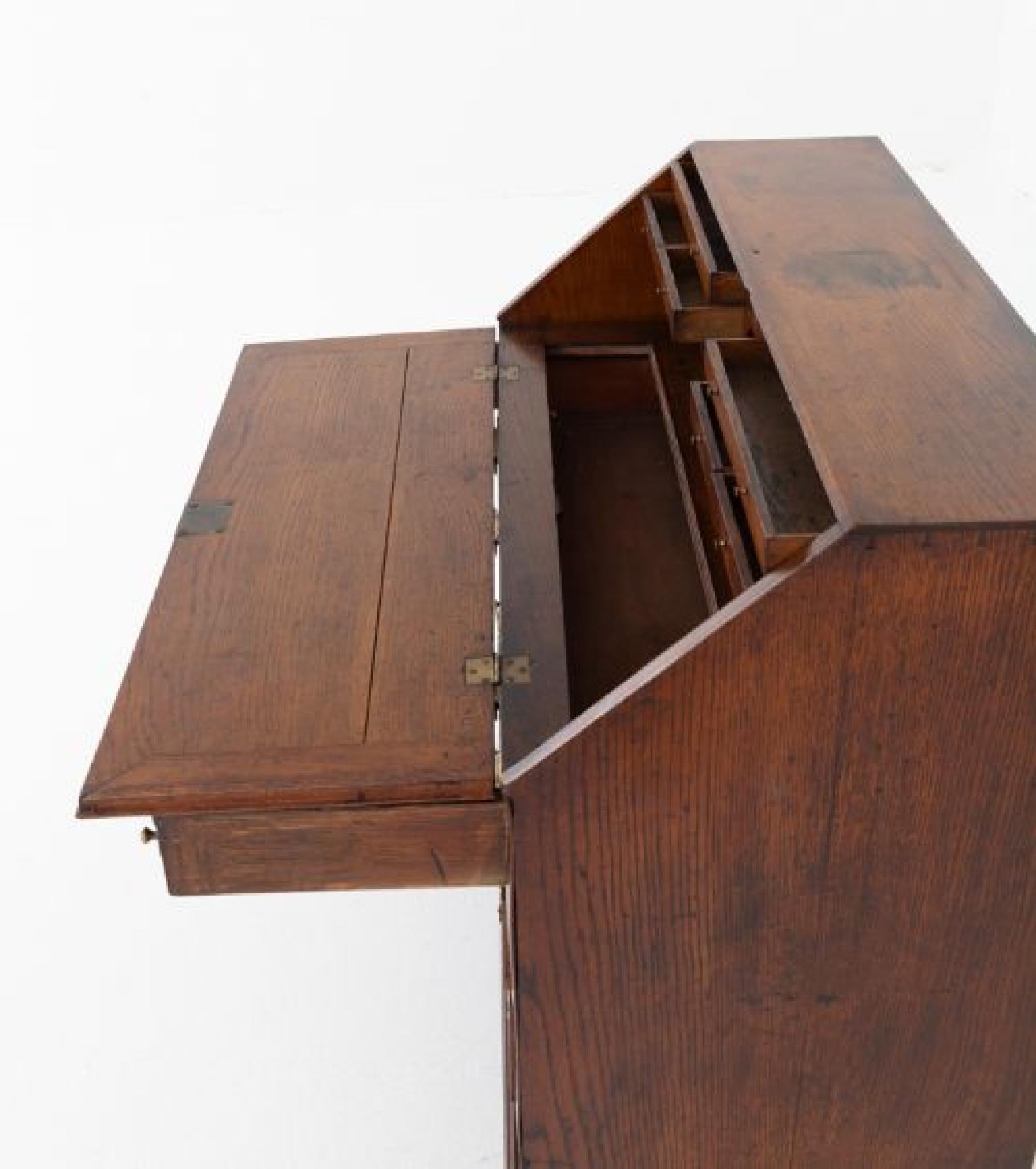 Late 20th Century Georigian Bureau Desk Elm Period Antique For Sale