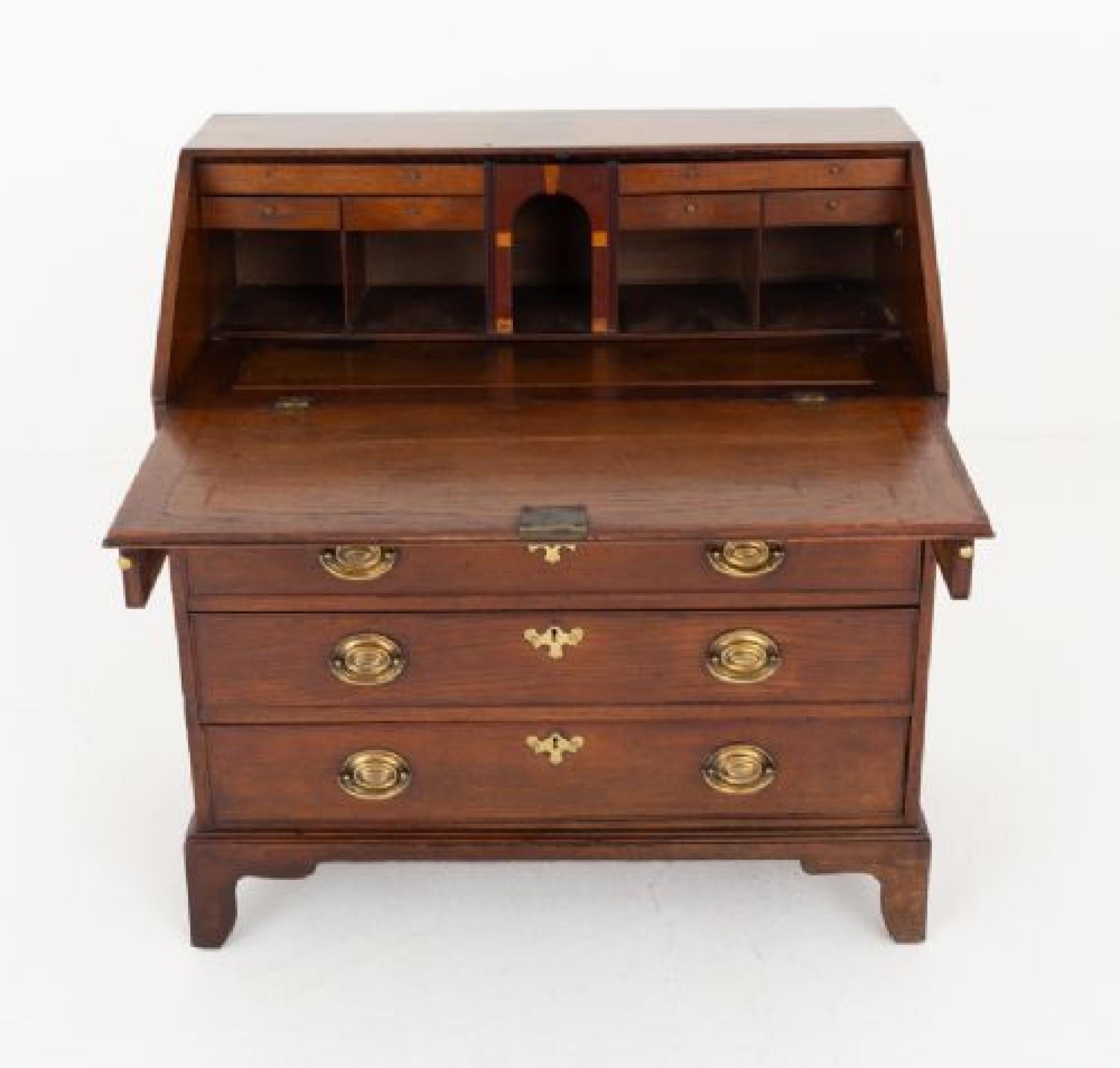 Wood Georigian Bureau Desk Elm Period Antique For Sale