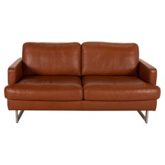 Gepade Leather Sofa Brown Two-Seater Couch Function